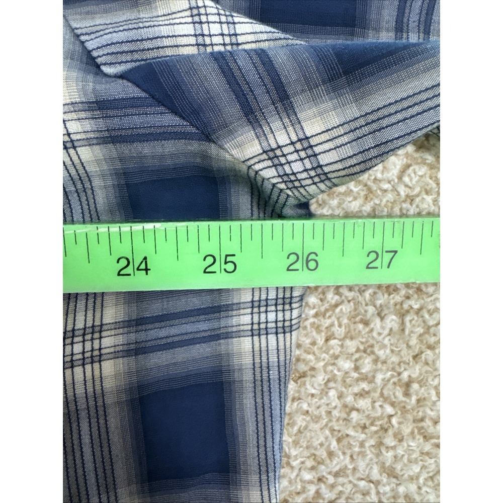 Ely Cattleman Shirt Mens XL Blue Gray Plaid Western Pearl Snap Flannel READ - Picture 11 of 12